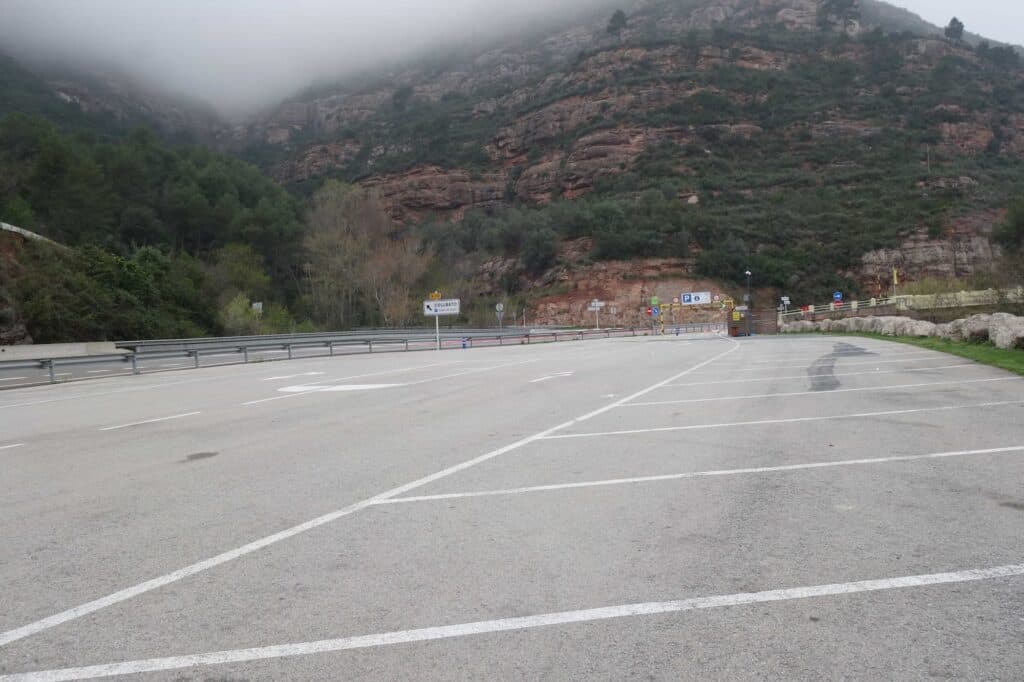 Montserrat cable car parking area at the lower Aeri de Montserrat station