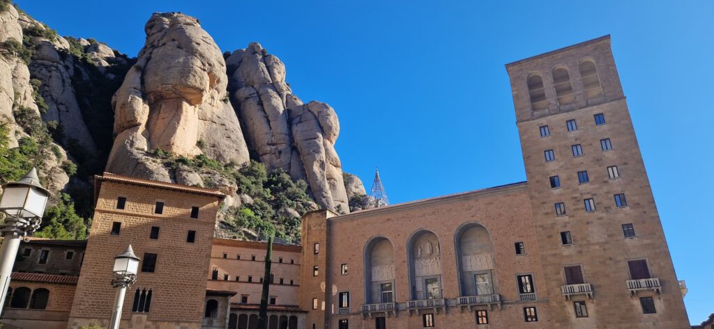 Montserrat monastery view over valley in Catalonia