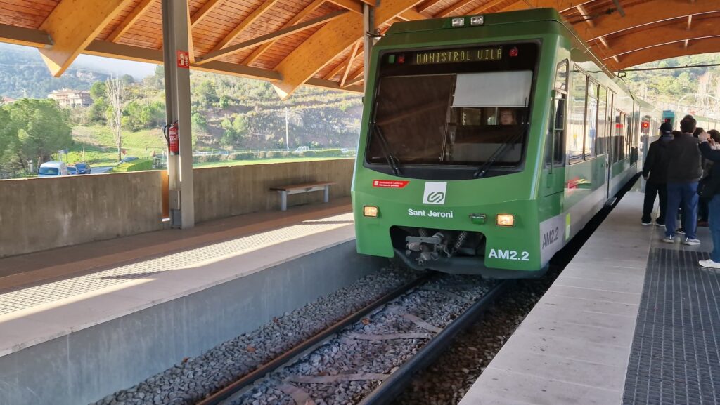 Montserrat rack railway train at platform