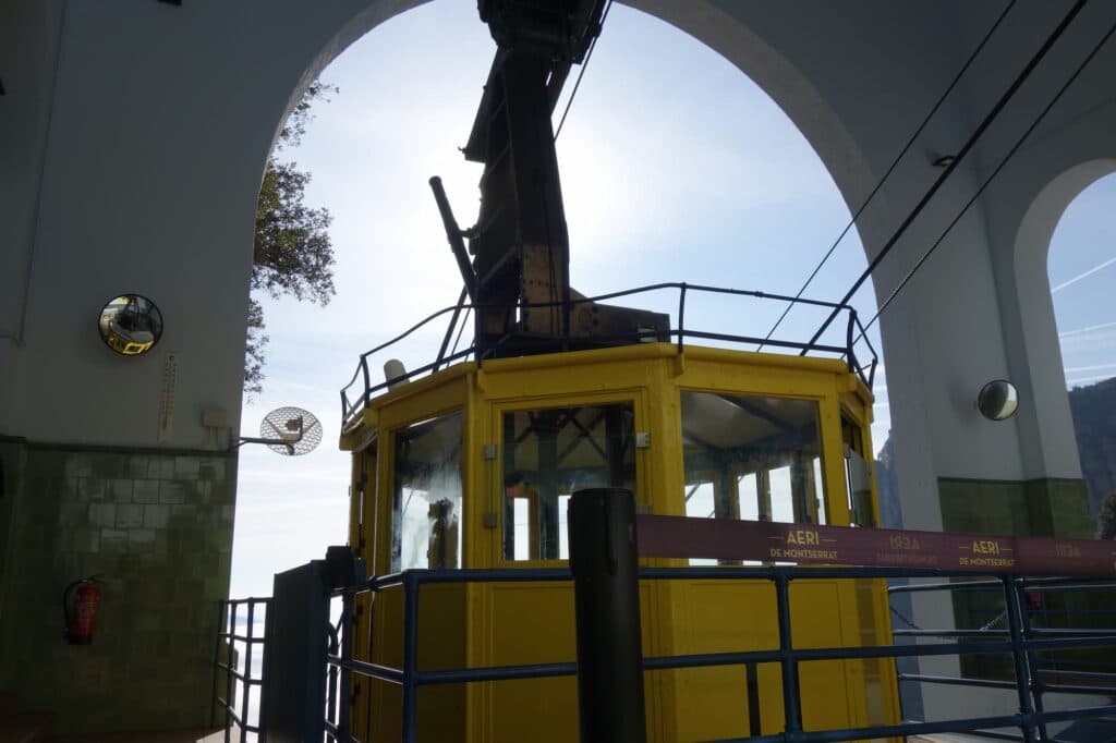 Montserrat cable car arriving at the upper station
