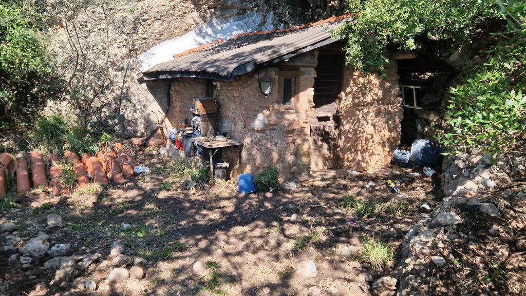 Santa Creu hermitage remains near Escala Dreta in Montserrat