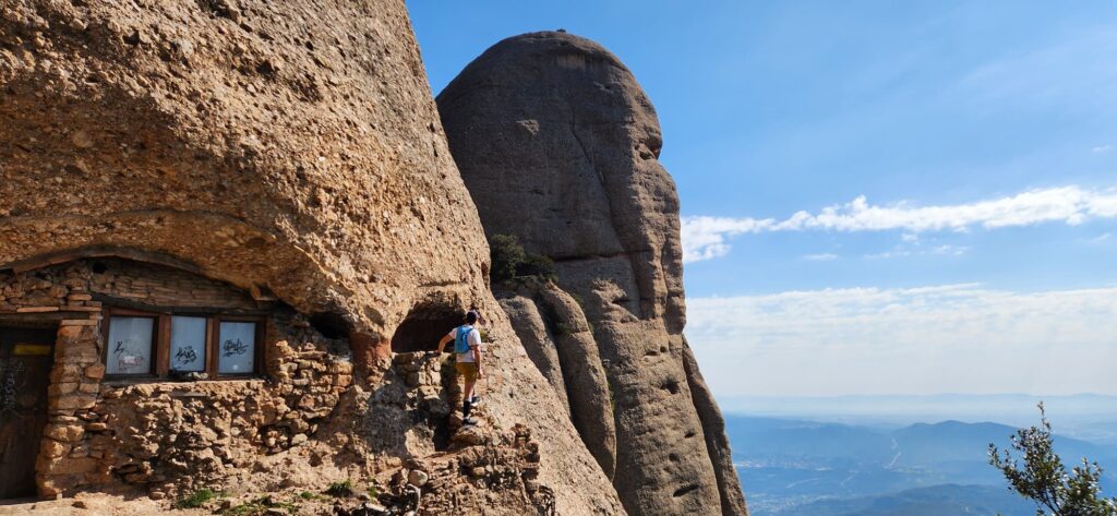 Sant Salvador hermitage ruins in Montserrat mountain hiking route