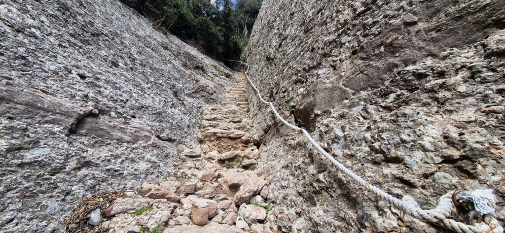 Stairs in Montserrat near the Sant Onofre Chapel hermitage