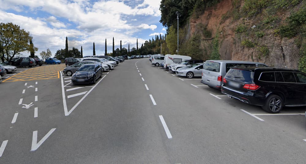 Main parking area at Montserrat monastery for visitors arriving by car
