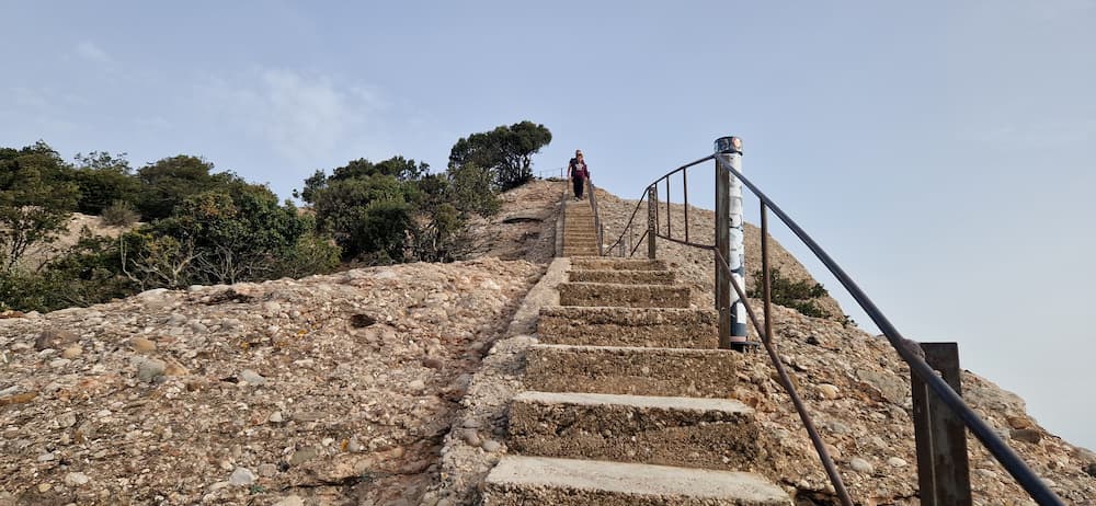 Stairs near the summit on the Sant Jeroni hike in Montserrat
