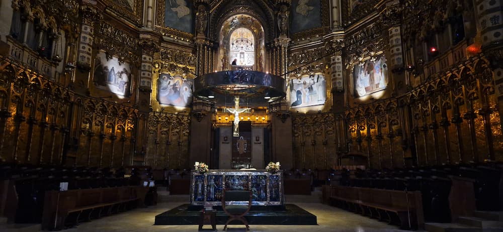 Main altar inside the Basilica at Montserrat