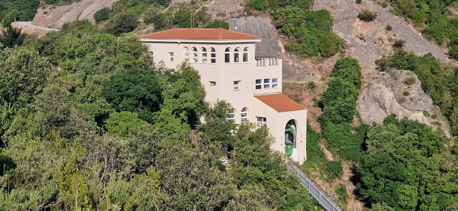 Funicular Sant Joan upper station in Montserrat