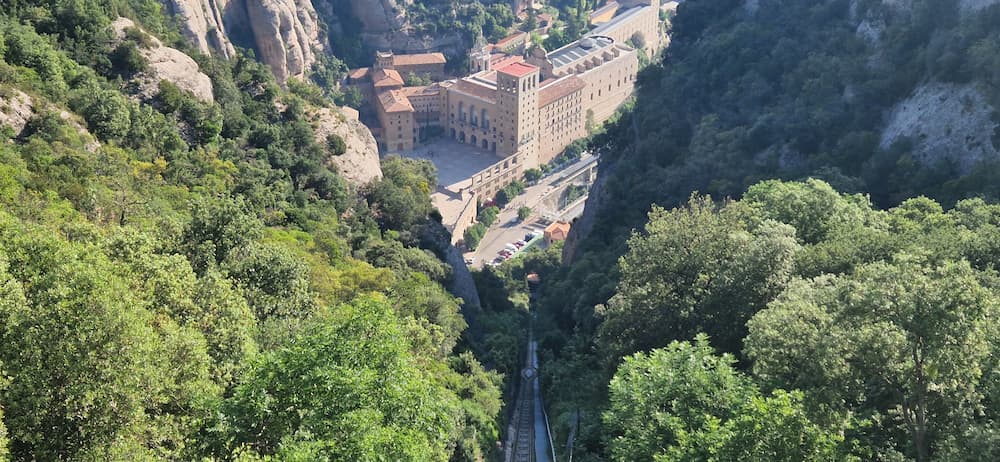 View from the Sant Joan upper funicular station towards Montserrat Monastery