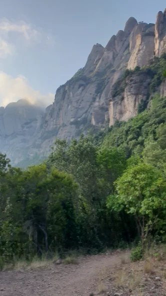 Green slopes below the Montserrat cliffs