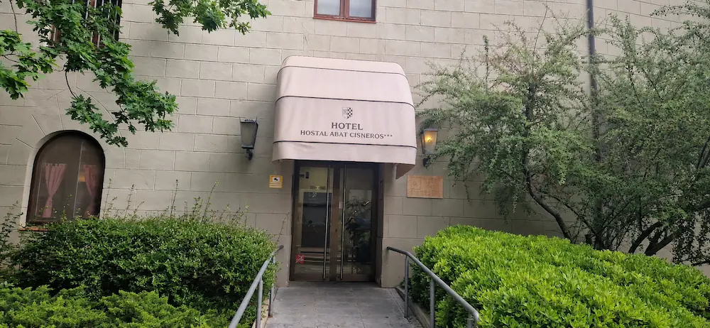 Montserrat monastery hotel: entrance to Hostal Abat Cisneros
