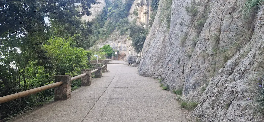 Paved path leading to Santa Cova de Montserrat