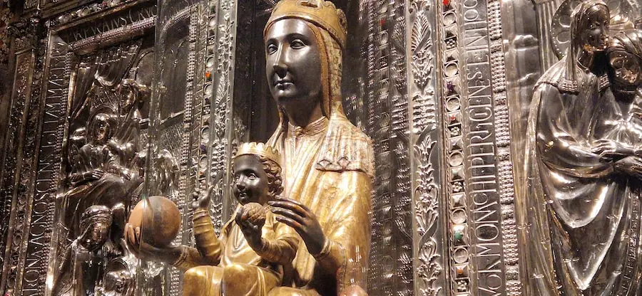 The Black Madonna of Montserrat, La Moreneta, in her silver setting